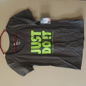 NIKE gray and neon green 'just do it' tee